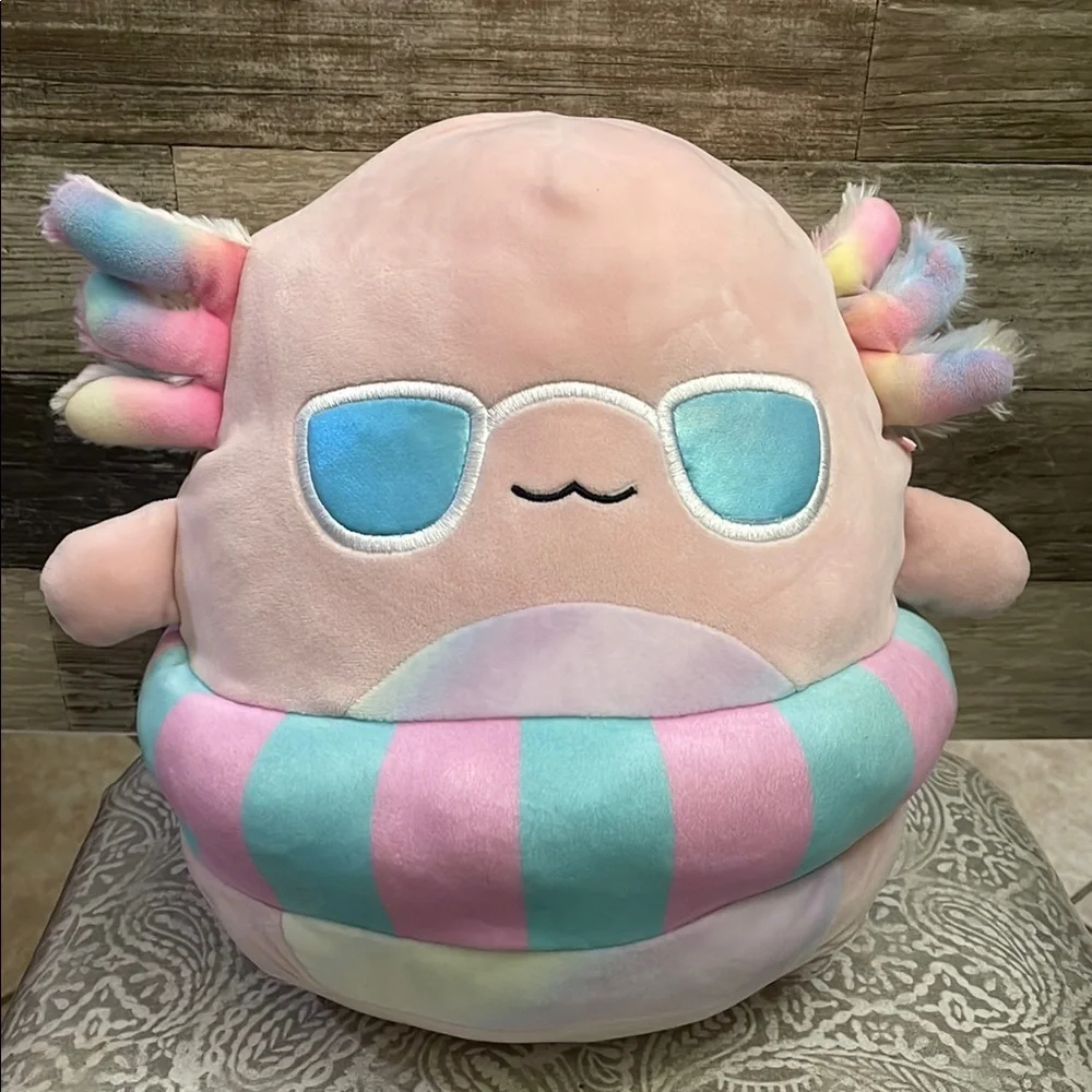 Squishmallows 13” ARCHIE The Axolotl Sunglasses‎ & Tube ‘22 Summer Squad No Tags